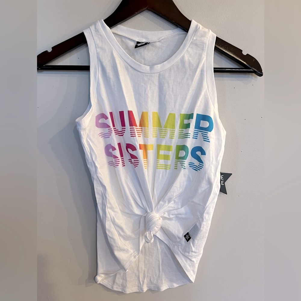 PIXIE LANE Girl's White Summer Sisters Tank Top Size 9/10 NEW